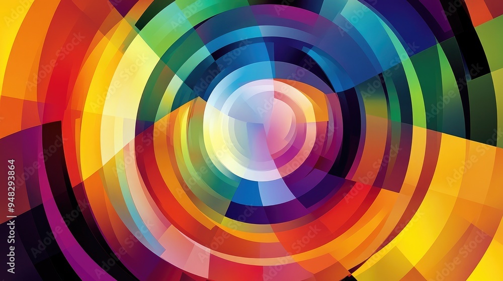 Poster vibrant multicolored geometric abstract background featuring a circular pattern