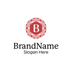 Elegant ornamental floral emblem logo design template