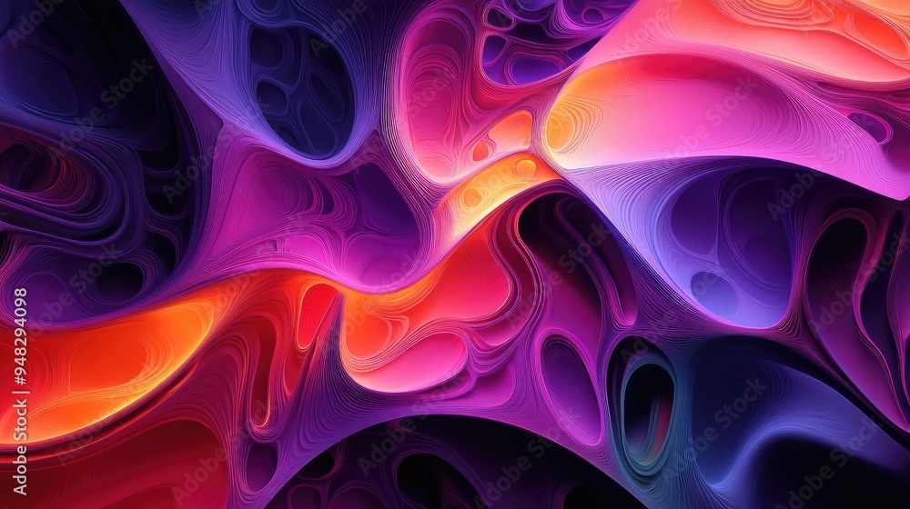 Poster vibrant and chaotic fractal patterns abstract shapes rendered in three dimensions suitable for backg