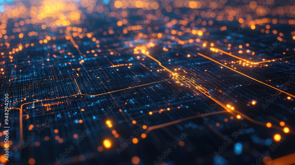 Poster futuristic abstract grid concept illustrating predictive analysis big data quantum cryptography ai b