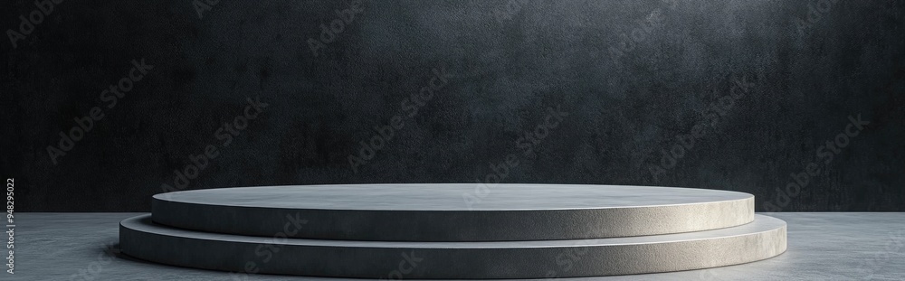 Poster Front view of a winners podium with an empty space on a dark grey backdrop 3D rendering