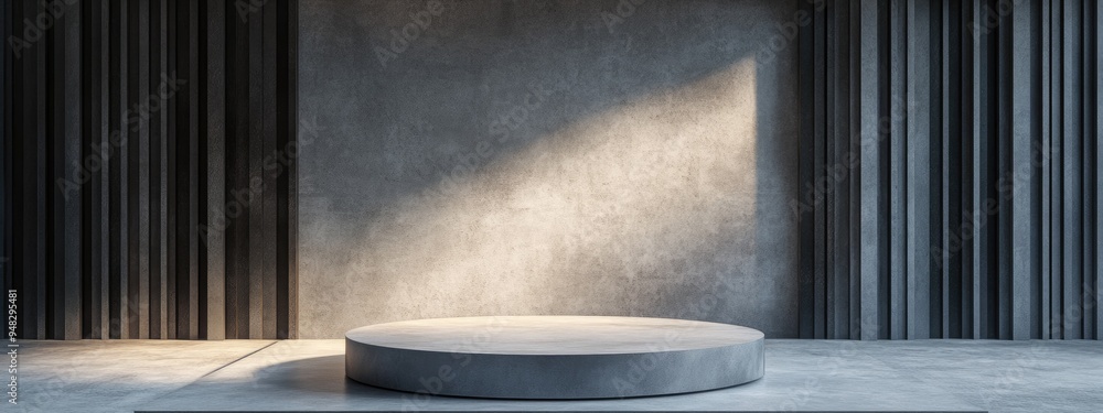 Poster Minimalist abstract backdrop featuring a pedestal 3D illustration and rendering