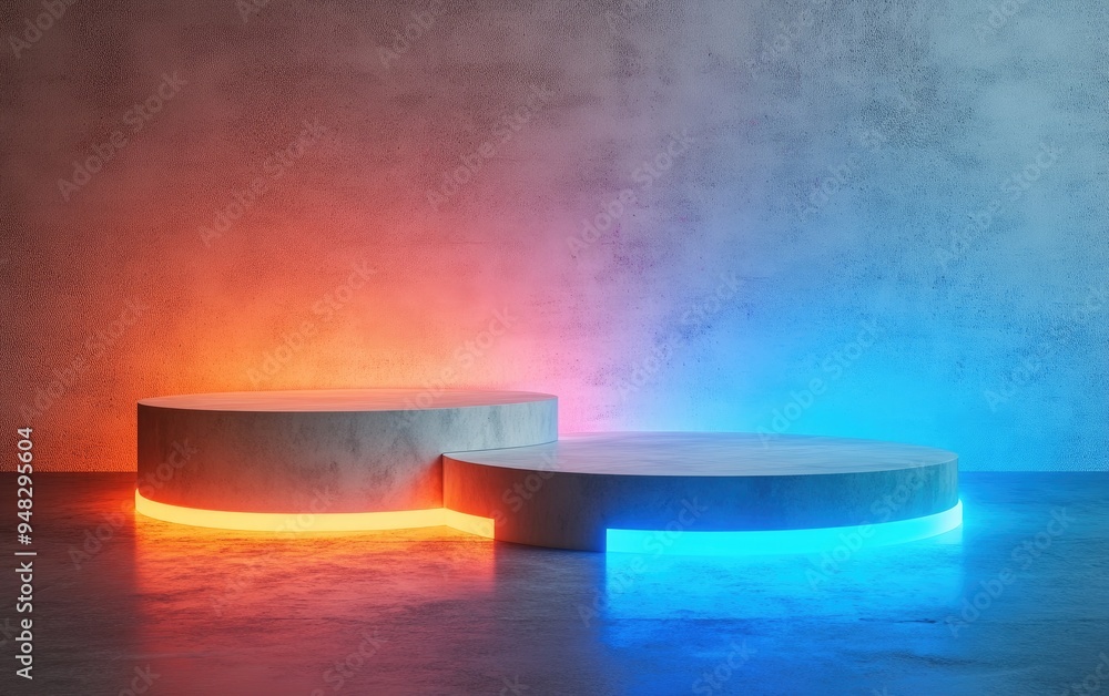 Aufkleber Rustic mock up podium for showcasing solid surface objects and elements 3D illustration rendering