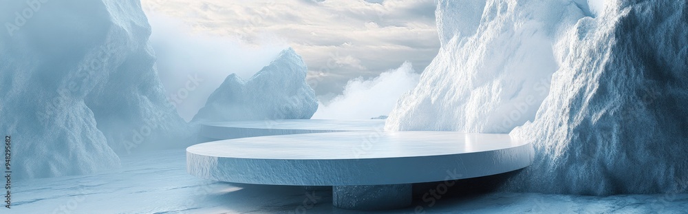 Aufkleber abstract futuristic pedestal design suitable for banners flyers or web use 3d render