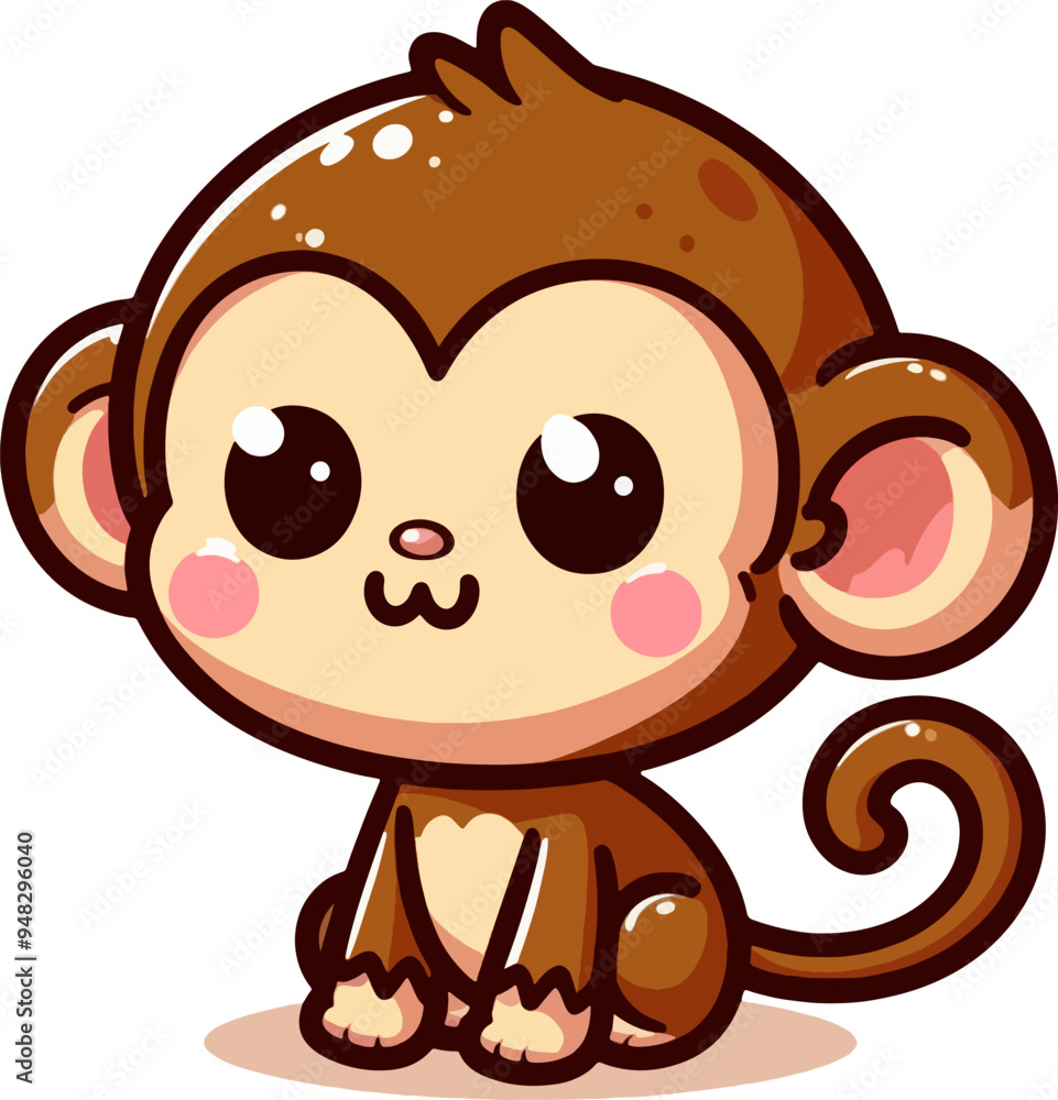 Wall mural cute cartoon baby monkey