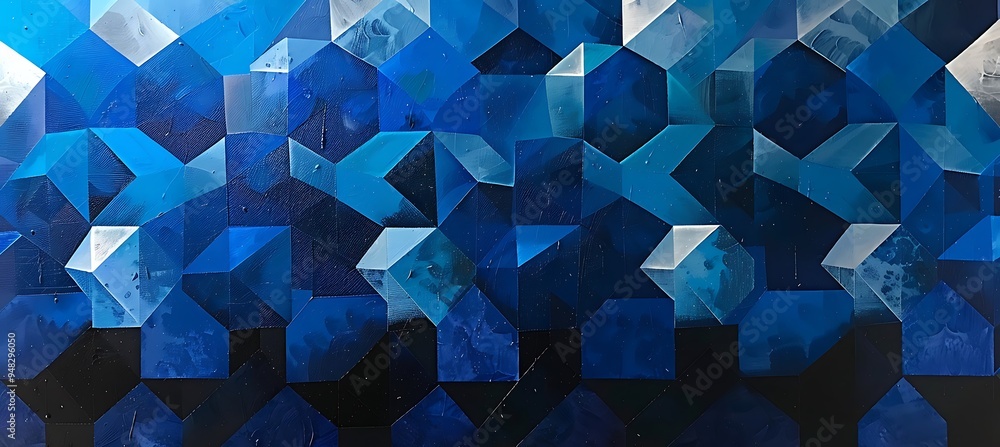 Poster a blue abstract background with rhombus grid patterns