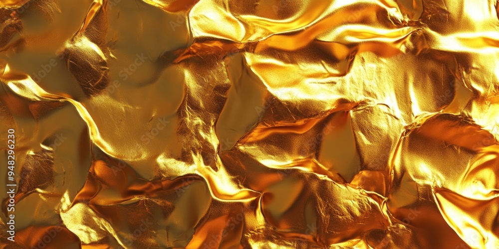 Poster gold foil backdrop with light reflections textured surface in golden hues 3d rendering opulent shiny