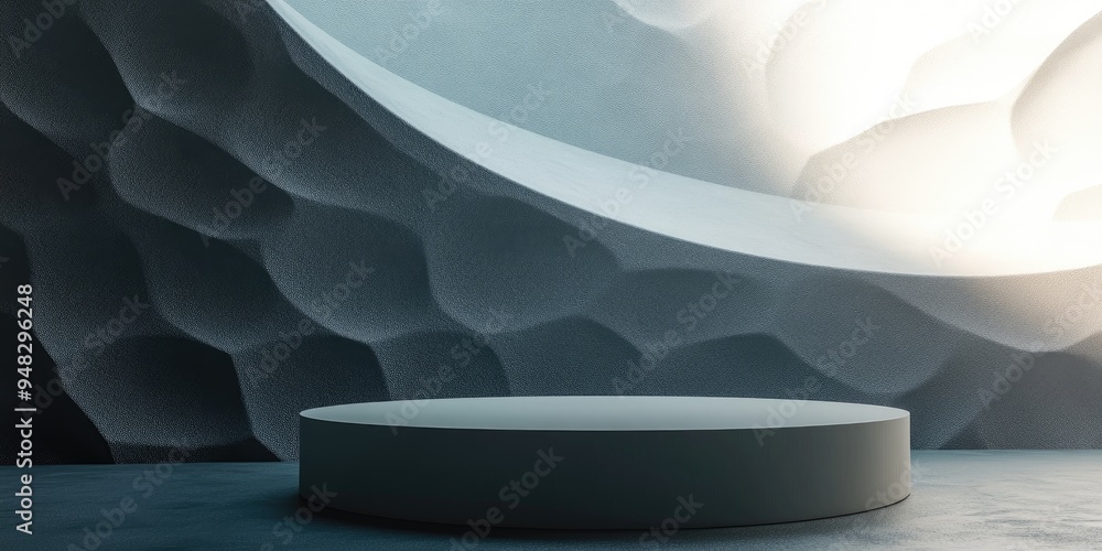 Poster Abstract background featuring a podium and wall in a rendered scene 3D illustration and rendering