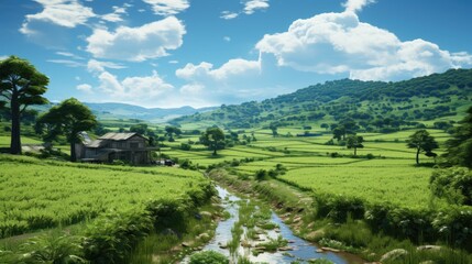 Obraz premium Fields, pastoral scenery, terraces, agriculture, rural areas, 