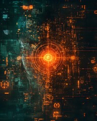 Obraz premium Quantum Computer Encryption:The Merging of Human Intelligence and Futuristic Technology