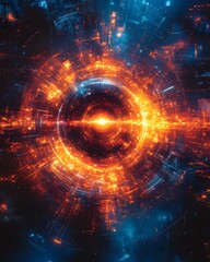 Obraz premium Fractal Fusion:An Abstract Representation of Technological Intelligence