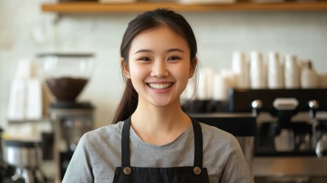 Smiling Barista in Coffee Shop