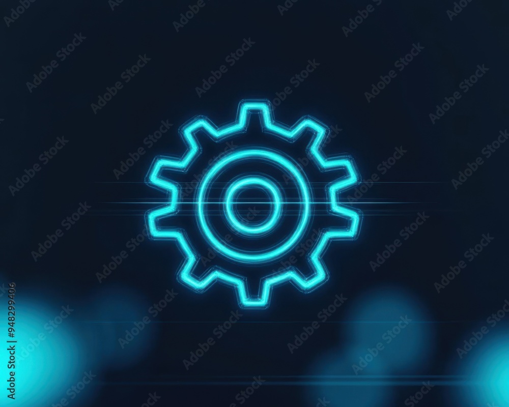 Poster a d abstract search engine icon with floating gears