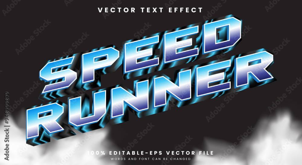 Poster speed runner editable text effect template with sport and champion text style