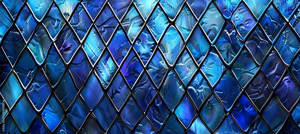 Poster a blue abstract background with rhombus grid patterns