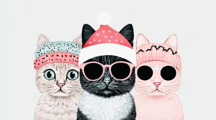 Obraz premium Boho Christmas cat clipart