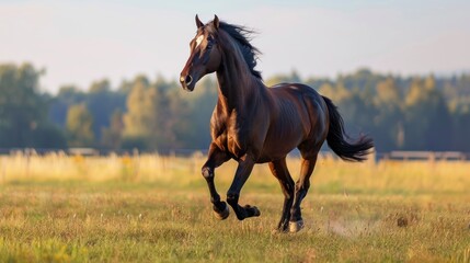 Obraz premium Horse Running in a Field