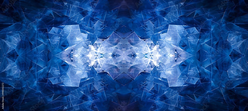 Poster a blue abstract background with rhombus grid patterns