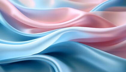 Obraz premium Flowing pastel blue and pink silk cloth reflecting soft light and billowing in the breeze.