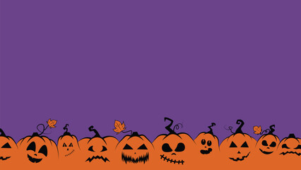 spooky Halloween pumpkin jack o lantern seamless banner vector illustration Halloween party poster