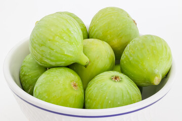 Many fresh green figs as background, closeup