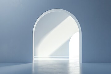 A minimalistic arch design flooding with natural light, creating a serene atmosphere in an open space.