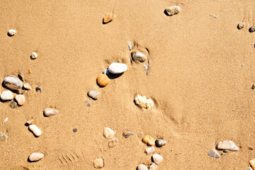 Beach sand with natural stones,background