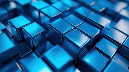 Abstract Blue Geometric Background with Cubes