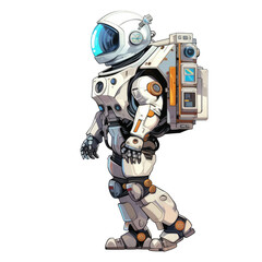 Fototapeta premium An illustration of a robot astronaut walking