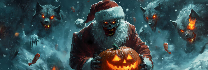 Zombie Santa in Anime Style – Halloween Horror in the Snow