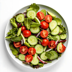 fresh vegetable salad on white