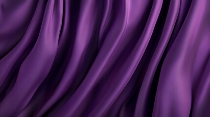 Obraz premium A close-up of a deep purple silk fabric with soft, smooth, flowing folds. The fabric is luxurious and elegant, symbolizing royalty, mystery, and sophistication. The image is perfect for use in design,