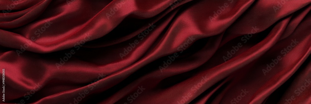 Poster a close-up of a deep red fabric with soft, smooth flowing folds, creating a luxurious and elegant ba