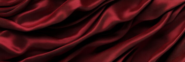 Obraz premium A close-up of a deep red fabric with soft, smooth flowing folds, creating a luxurious and elegant backdrop. The smooth surface and subtle wrinkles evoke a sense of sophistication and luxury.