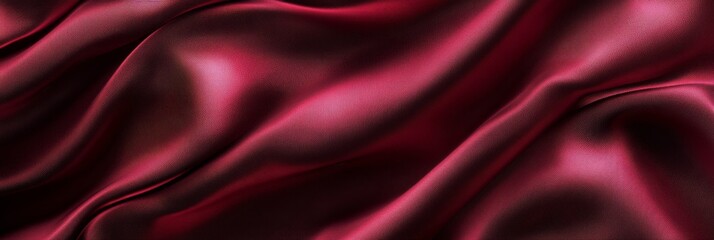 Obraz premium A close-up of a deep red silk fabric with soft, smooth, flowing folds. The rich color and luxurious texture symbolize elegance, sensuality, passion, and sophistication. The flowing drapes suggest move