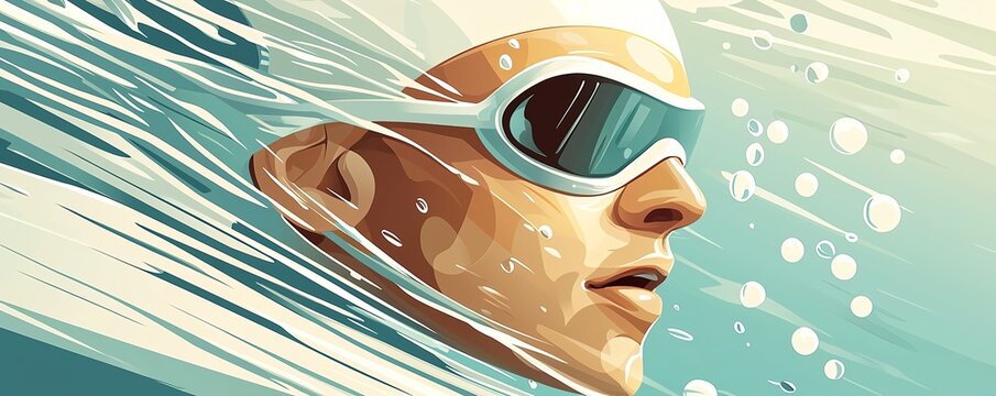 A dynamic illustration of a swimmer in action, capturing the essence of speed and determination beneath the water's surface.