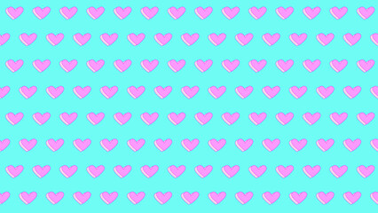 ペパーミントにピンクハートの可愛いシームレス背景