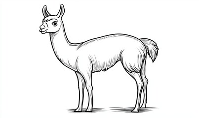 Fototapeta premium A simple black and white line drawing of a llama.