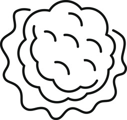Simple vector icon of a lettuce head growing with hydroponics system, top view