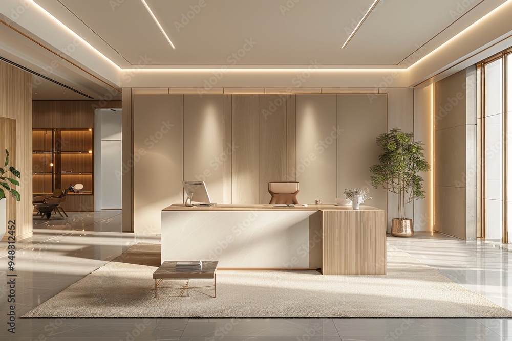 Aufkleber sophisticated minimalism: a modern office that combines function and aesthetic for inspired work spa