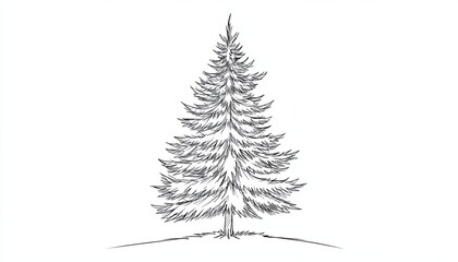 Obraz premium Hand-drawn sketch of a fir tree isolated on white background.