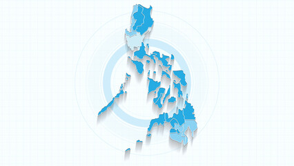 Blue Map of Philippines, Philippines map with borders of the states, country high detailed illustration map.