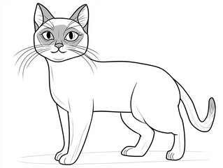 Fototapeta premium A simple line drawing of a cat standing with its tail curled behind it.