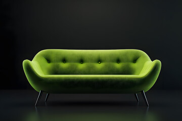 Modern green sofa isolated on black background