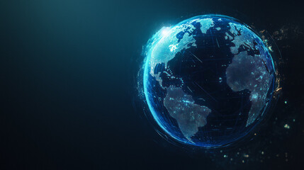 Conceptual Earth image with digital network overlay.