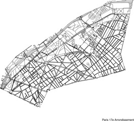 Street map of the Paris seventeenth Arrondissement in black and white with title