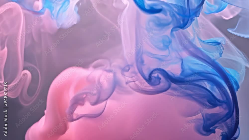 Poster swirling blue and pink abstract shapes create a mesmerizing display of color in soft tones
