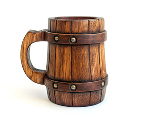 Rustic tankard on white background.
