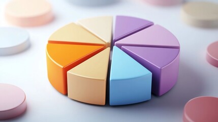 A detailed 3D pie chart with animated data transitions, demonstrating changes in data proportions over time in a clear and engaging visual format.