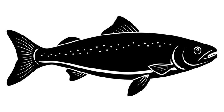 Salmon silhouette vector on  white background